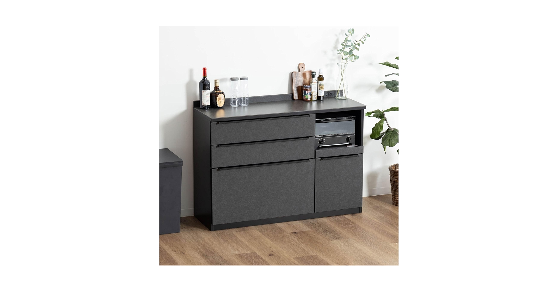 Amazon｜tac INTERIOR キッチンカウンター 完成品 120㎝ 3口